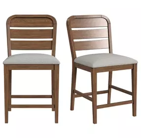 Thorin Light Gray Upholstered Ladder Back Counter Height Chair Set of 2
