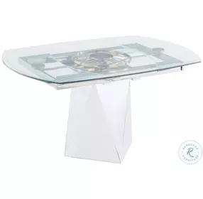 Gloria Clear Glass And Polished Stainless Steel Extendable Dining Table