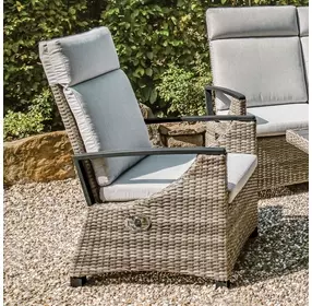 Antigua Gun Metal Brown and Gray Upholstered Outdoor Armchair