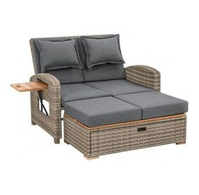 Bahia Tobago Brown and Dark Gray Outdoor Reclining Chaise Lounge