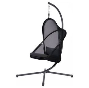 Crush Black Outdoor Swing Chair with Stand