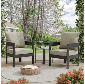 Lotus Black and Light Brown 3 Piece Outdoor Patio Set