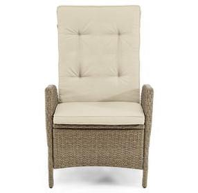 Mackay Beige and Natural Teak 2 Reclining Chairs with 2 Ottomans