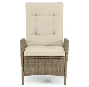 Mackay Beige and Natural Teak 2 Reclining Chairs with 2 Ottomans