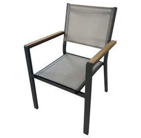Mackay Gun Metal and Natural Outdoor Teak Stacking Chair