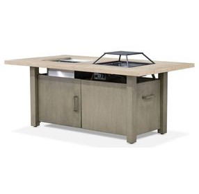 Bordeaux Brown 71" Rectangular Outdoor Patio Dining Table with Fire Pit and Cooler