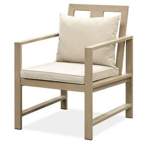 Bordeaux Natural and Beige Upholstered Outdoor Armchair Set of 2