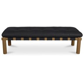 Costello Black Leather Upholstered Bed Bench