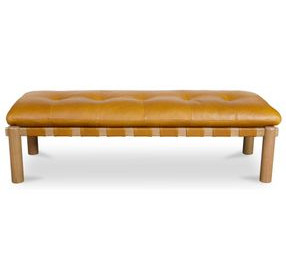 Costello Tan Leather Upholstered Bed Bench