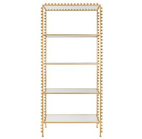 Goldie Gold Leaf Etagere with 4 Glass Shelves