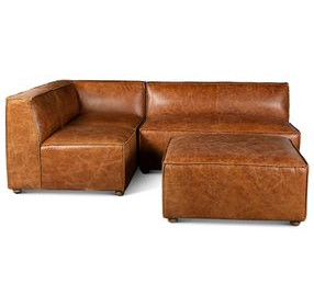 Chiavari Cocoa Brown Leather 112" Modular Sectional