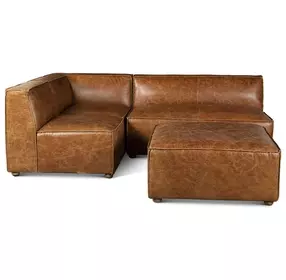 Chiavari Cocoa Brown Leather 112" Modular Sectional