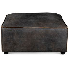 Chiavari Black Leather Upholstered Square Ottoman