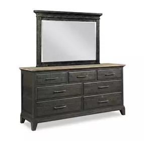 Plank Road Charcoal 7 Drawer Farmstead Dresser with Rectangular Jessup Mirror