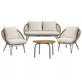 Lilly Natural and Beige Outdoor 4 Piece Conversation Set