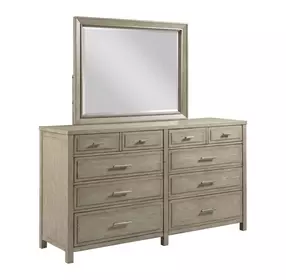 West Fork Aged Taupe 8 Drawer Parks Dresser with Square Mirror