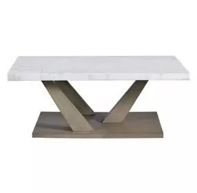 Graham White and Gray Rectangular Marble Top Coffee Table