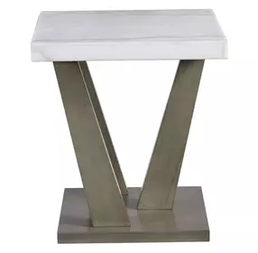 Graham White and Gray Square Marble Top End Table