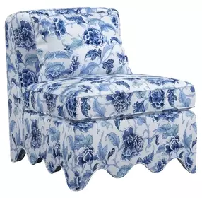 Artisan Upholstery Indigo and White Upholstered Lowry Accent Chair