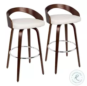 Grotto Cherry With White Faux Leather Swivel Bar Stool Set Of 2