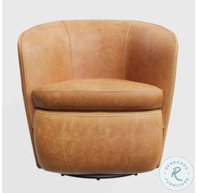 Sienna Vintage Caramel Leather Swivel Club Chair