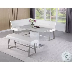 Gwen White Extendable Counter Height Dining Room Set  with Nook Bench
