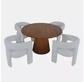 Gwen Luxury Brown and Blue Upholstered 5 Piece Dining Set