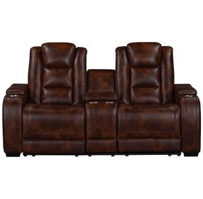 Chester Brown 74" Reclining Console Loveseat with USB Charging