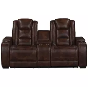 Chester Brown 74" Reclining Console Loveseat with USB Charging