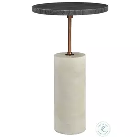 Dusk Dark Gray And White Marble Accent Table