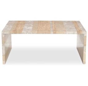 Rosa Beige and Brown Rectangular Marble Top Coffee Table