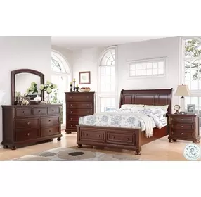 Sophia Soft Brown Cherry Sleigh Storage Bedroom Set