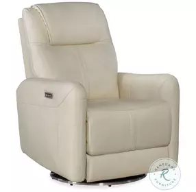 Leander Aline Snow Leather Swivel Power Recliner With Power Headrest