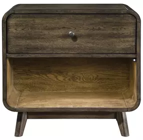 Rex Walnut 1 Drawer Open Nightstand