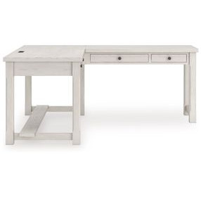 Robbinsdale Antique White L Shaped Home Office Desk with USB Charging