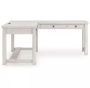 Robbinsdale Antique White L Shaped Home Office Desk with USB Charging