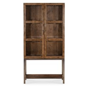 Mosaic Rich Golden Brown and Bronze 2 Glass Door Mulholland Display Cabinet with LED