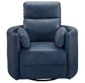 Radius Vintage Navy Leather Swivel Glider Power Recliner with USB Charging