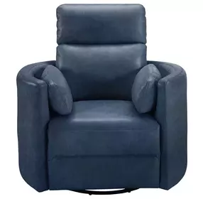 Arcadia Vintage Navy Leather Swivel Glider Power Recliner with USB Charging
