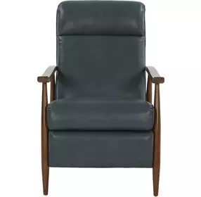 Hampton Roma Bluegray Leather Push Thru The Arms Recliner