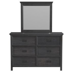 Brooklyn Charcoal 6 Drawer Dresser and Rectangular Mirror