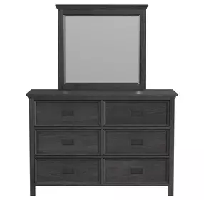 Brooklyn Charcoal 6 Drawer Dresser and Rectangular Mirror