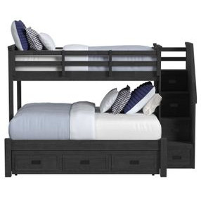 Brooklyn Charcoal Twin Over Full Storage Bunk Bed with Staircase and Trundle
