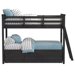 Brooklyn Charcoal Twin Over Twin Bunk Bed with Ladder and Trundle