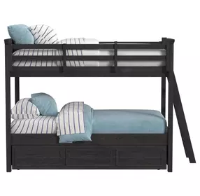 Brooklyn Charcoal Twin Over Twin Bunk Bed with Ladder and Trundle