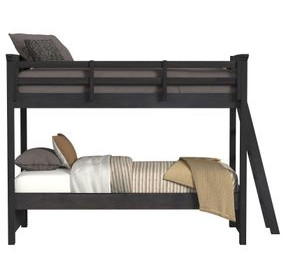 Brooklyn Charcoal Twin Over Twin Bunk Bed with Ladder
