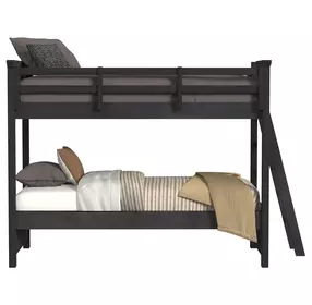 Brooklyn Charcoal Twin Over Twin Bunk Bed with Ladder