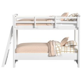 Brooklyn White Twin Over Twin Bunk Bed with Ladder