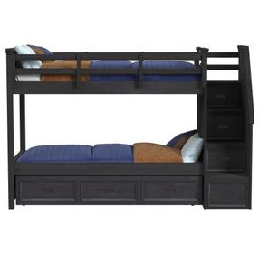 Brooklyn Charcoal Twin Over Twin Storage Bunk Bed with Staircase and Trundle