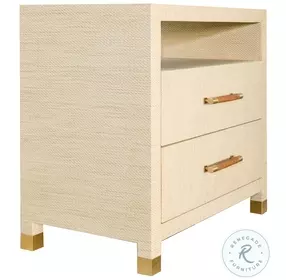 Hancock Natural Grasscloth 2 Drawer Side Table